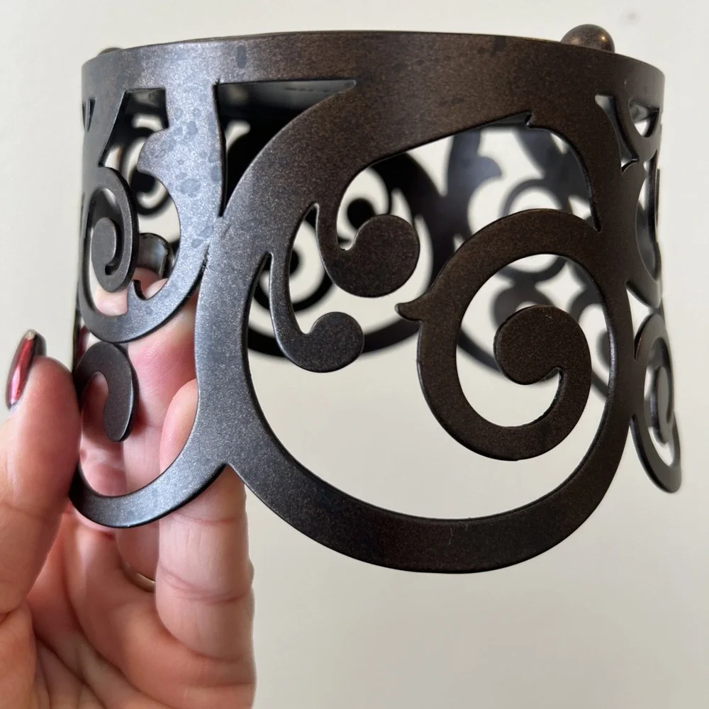 PartyLite‎ Rustic Swirl 3 Wick Candle Jar Holder Antique Bronze 2013 Retired EUC - Picture 9 of 9